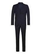 Narrow Striped Mens Suit Lindbergh Navy