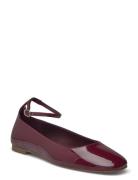 Patent Leather-Effect Ballet Flats Mango Burgundy