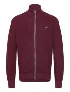 Cotton Texture Zip Cardigan GANT Burgundy