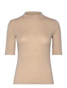 Short Sleeve Knitted T-Shirt Mango Beige