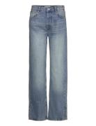 Medium-Rise Straight Jeans With Slits Mango Blue