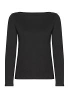 Long-Sleeved Boat-Neck T-Shirt Mango Black