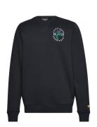 Thistle Flora Printed Crew Neck Sweatshirt Lyle & Scott Navy