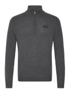 Essential Emb Knit Half Zip Superdry Grey