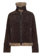 Ciara Suede Shearling Jacket Jofama Brown