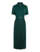 Visc Mix Pleated Polo Dress Ss Tommy Hilfiger Green