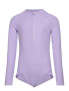 Swimsuit Rib Long Sleeves Lindex Purple