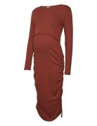 Mlemily June Ls Jrs Midi Dress 2F Noos Mamalicious Red