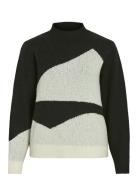 Vicilia Mock Neck L/S Jaquard Top - Noos Vila Black