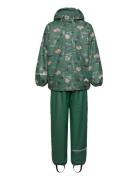 Rainwear Set - Aop, W. Fleece CeLaVi Green