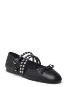 Studded Ballet Flats With Straps Mango Black