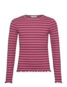 Striped Long Sleeves T-Shirt Mango Pink