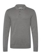 Jjfred Knit Ls Polo Aw24 Jack & J S Grey