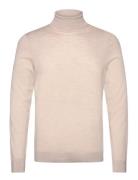 Slhtray Ls Knit Merino Roll Neck Noos Selected Homme Beige