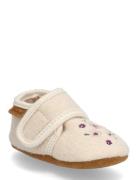 Wool Slippers W. Embroidery En Fant Cream