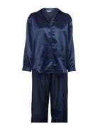 Satin Long Sleeve Pyjamas Lady Avenue Blue