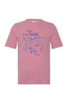 Linen Blend Front Artwork T-Shirt Scotch & Soda Pink