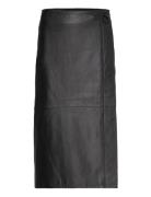 Seri Leather Wrap Skirt Dante6 Black