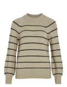 Viril Crew Neck L/S Stripe Knit Top Vila Beige