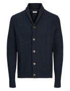 Jjcraig Knit Shawl Neck Aw24 Jack & J S Navy