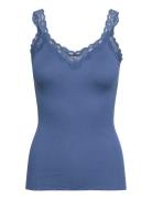 Rmwbalta Modal Sl V-Neck Top RM By Rosemunde Blue