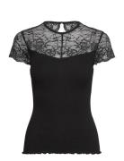 Rmwbea Lace Heartshape Ss Top RM By Rosemunde Black