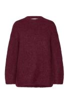 Slfgabella Ls Knit O-Neck Camp Selected Femme Burgundy