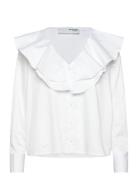 Slfisobel Ls Ruffled Shirt B Selected Femme White