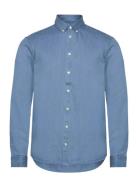 Cfanton Bd Ls Denim Chambray Shirt Casual Friday Blue