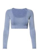 Washed Denim Seamless Cropped Long Sleeve Aim´n Blue