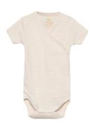 Baby Striped Wrap Body W. Short Sleeve Copenhagen Colors Beige