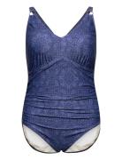 Womens Shaping Printed V Neck 1 Pc Speedo Blue