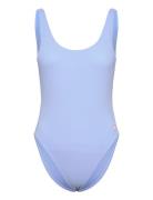 Womens Textured Deep U-Back Speedo Blue