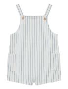 Striped Cotton Dungarees Mango White