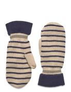 Thin Striped Emerald Mittens Becksöndergaard Blue