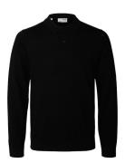 Slhtray Ls Knit Merino Polo Noos Selected Homme Black