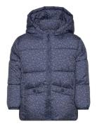 Flowers Print Quilted Anorak Mango Navy