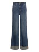 High Waist Straight Jeans Mango Blue