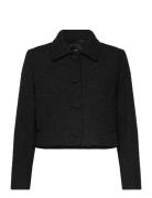 Crop Tweed Jacket Mango Black