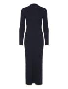 Knitted Dress With Contrasting Trims Mango Navy