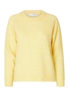 Slflulu Ls Knit O-Neck Noos Selected Femme Yellow