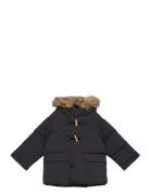 Quilted Coat With Fur-Effect Hood Mango Black