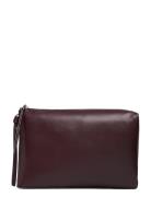 Ck Leather Clutch Calvin Klein Burgundy