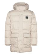 Long Hooded Quilt Puffer Mw Calvin Klein Beige