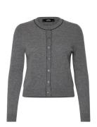 Wool Cardigan With Decorative Stitching Mango Grey