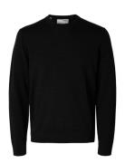 Slhtray Ls Knit Merino Crew Neck Noos Selected Homme Black