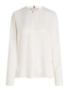 Fluid Viscose V-Neck Rlxd Blouse Tommy Hilfiger White