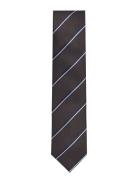 Polyester Tie With Stripe 7 Cm Lindbergh Black Brown