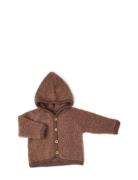 Cardigan Bouclé Merino Wool W. Buttons And Hoodie Smallstuff Brown