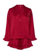 Pyjama Set Satin Frill Lindex Red